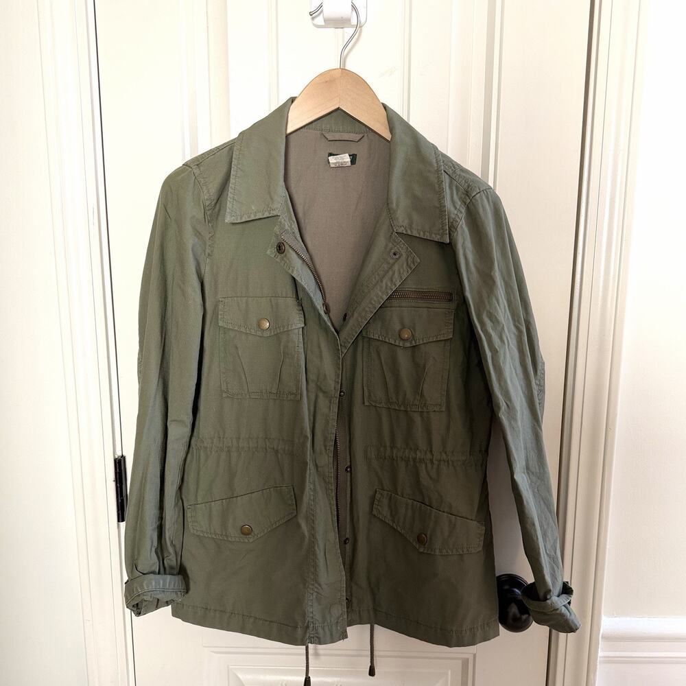 J. Crew Women’s Army Green Utility Jacket Lightweight Size Small Cargo Pockets